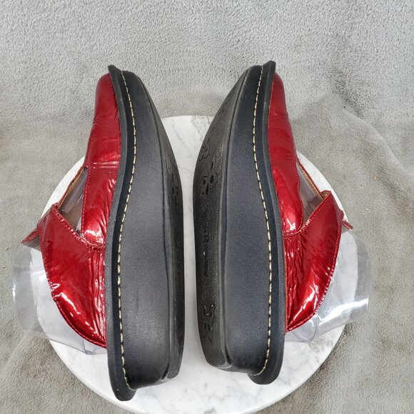 Alegria Shoes Womens EU 39 US 9 Ruby Red Metallic Leather Classic Clogs - Picture 6 of 11